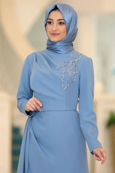 Adel Tesettür Abiye Bebe Mavi - Resim 2