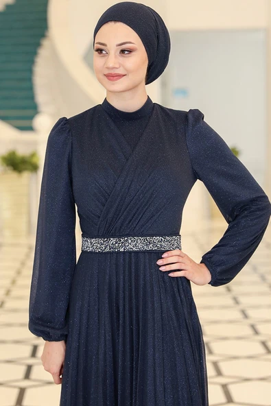 Dila Tesettür Abiye Lacivert - Resim 2