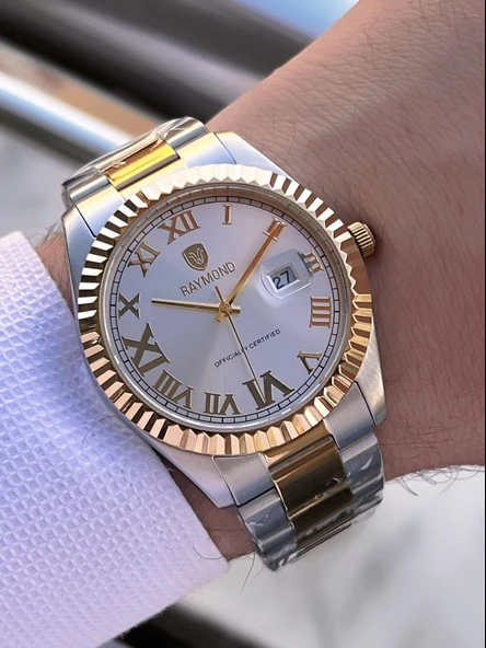 Raymond Nişan Ve Damatlara Özel Çelik Kordon 2 Yıl Garantili 5 Atm Erkek Kol Saati+Bileklik RMD.32 - Resim 3