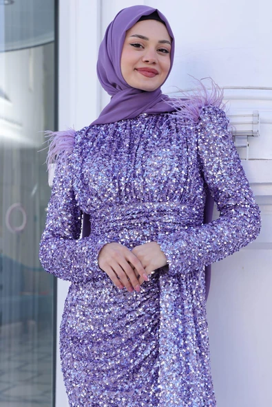 Şura Tesettür Abiye Lavanta - Resim 2