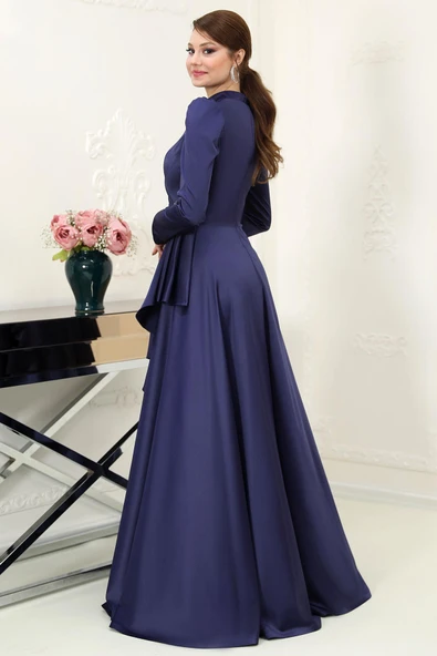 Nazende Tesettür Abiye Lacivert - Resim 3