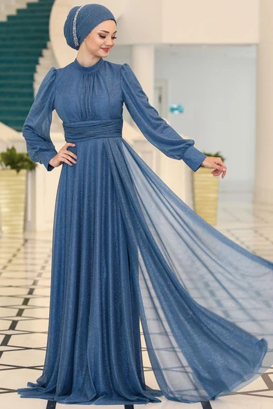 Kübra Tesettür Abiye İndigo ürün görseli