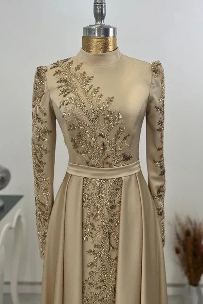 Çağla Tesettür Abiye Gold - Resim 2