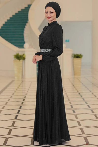 Dila Tesettür Abiye Siyah - 3