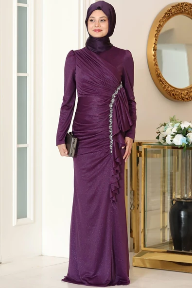 Zühre Tesettür Abiye Mor ürün görseli