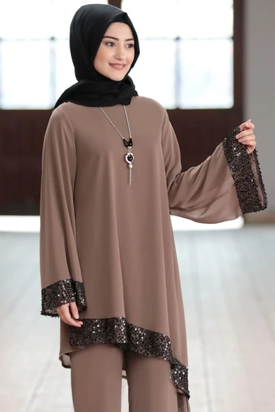 Işıl Tesettür Takım Vizon - Resim 2