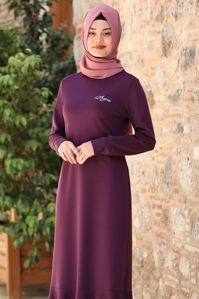 Azra Tesettür Elbise Lavanta - Resim 2