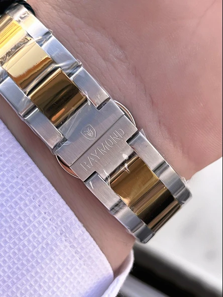 Raymond Nişan Ve Damatlara Özel Çelik Kordon 2 Yıl Garantili 5 Atm Erkek Kol Saati+Bileklik RMD.31 - Resim 5