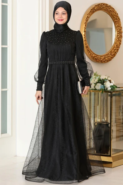 Peri Tesettür Abiye Siyah - 4