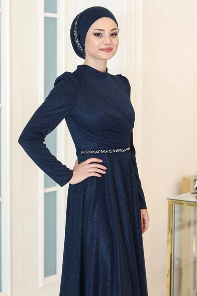 Işıl Tesettür Abiye Lacivert - Resim 2
