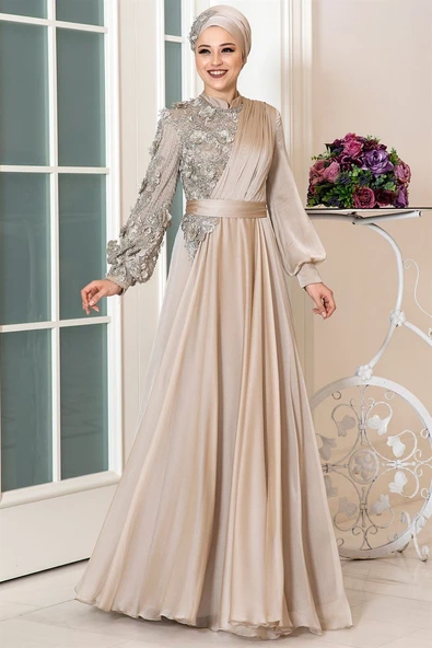 Melissa Tesettür Abiye Gold - Resim 4