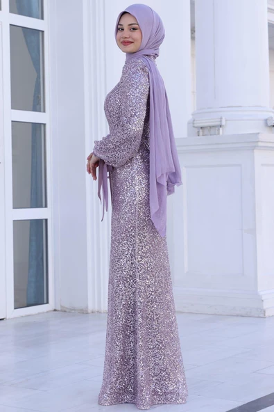 Şimal Tesettür Abiye Lavanta - Resim 2
