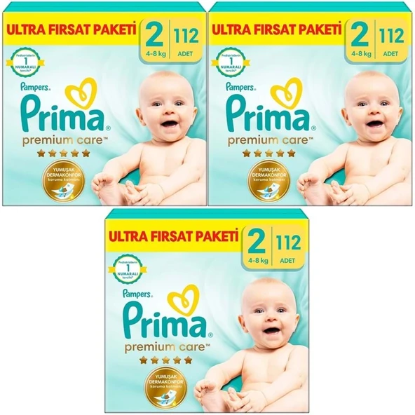 Prima Premium Care Bebek Bezi Beden:2 (4-8KG) Mini 336 Adet Aylık Ultra Fırsat Pk ürün görseli