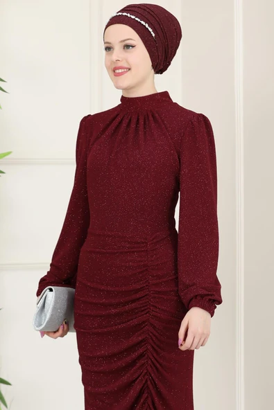 Rüya Tesettür Abiye Bordo - Resim 2