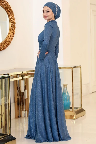 Işıl Tesettür Abiye İndigo - Resim 2