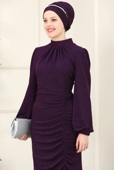 Rüya Tesettür Abiye Mürdüm - Resim 2