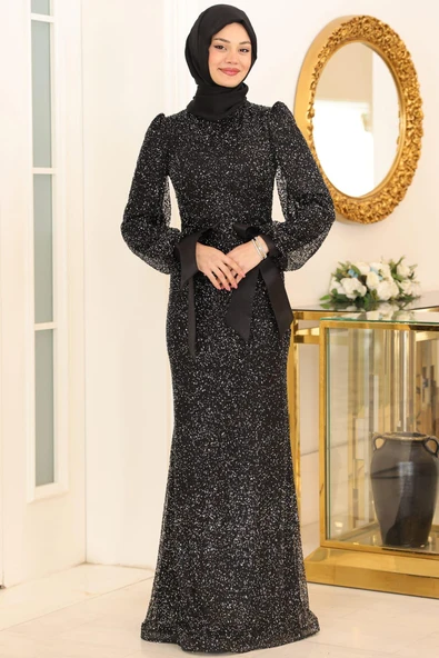 Şimal Tesettür Abiye Siyah