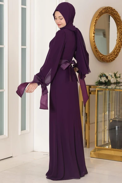 Firuze Tesettür Abiye Mor - Resim 2