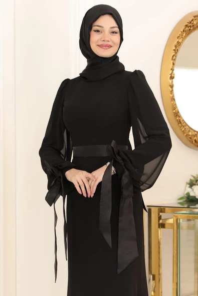 Firuze Tesettür Abiye Siyah - 2