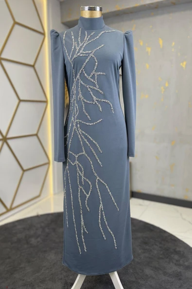 Tuana Tesettür Abiye Gri ürün görseli