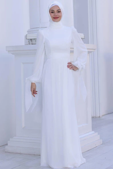 Firuze Tesettür Abiye Beyaz ürün görseli