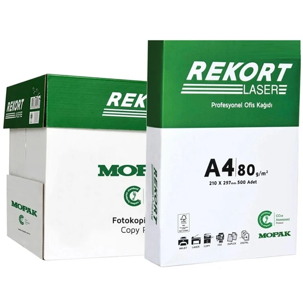Mopak Rekort A4 80GR/M2 Fotokopi Kağıdı 2500 Adet (5PK*500) - 3