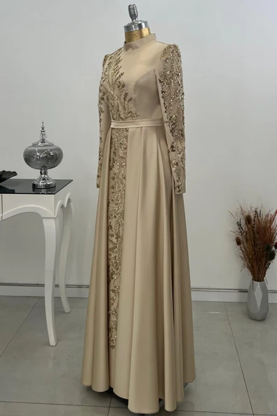 Çağla Tesettür Abiye Gold - Resim 4