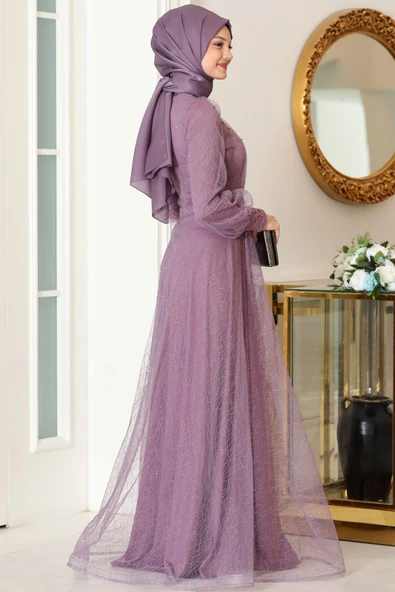 Peri Tesettür Abiye Lavanta - Resim 3