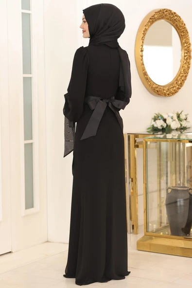Firuze Tesettür Abiye Siyah - 4