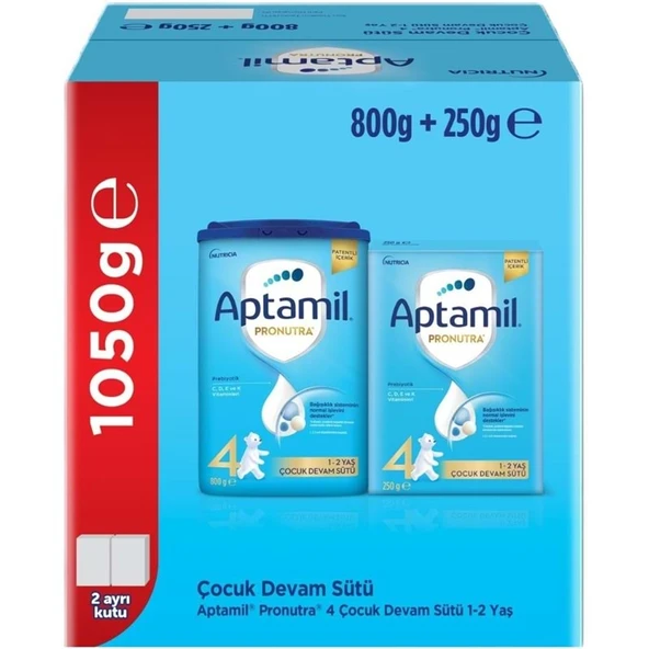 Nutrıcıa Aptamil Pronutra 800GR+250GR Toplam: 1050GR Devam Sütü No:4 (1 Yaş ve Üzeri) (3 Lü Set) - Resim 2