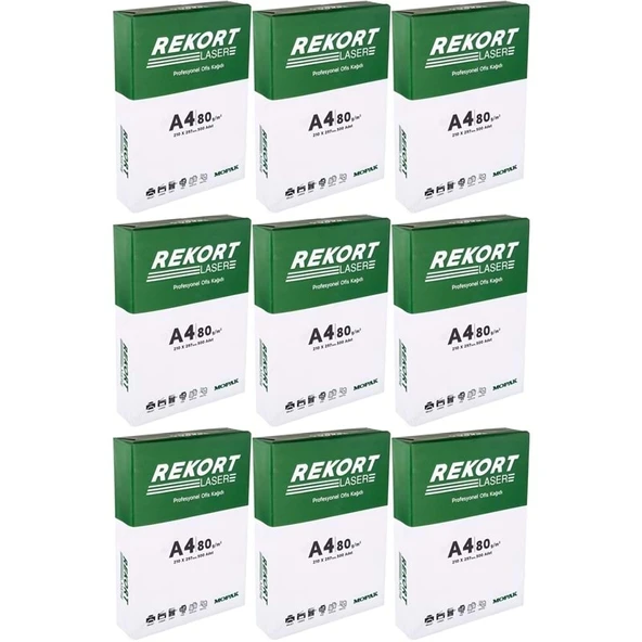 Mopak Rekort A4 80GR/M2 Fotokopi Kağıdı 4500 Adet (9PK*500) - 1