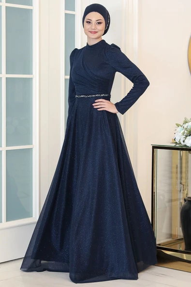 Işıl Tesettür Abiye Lacivert ürün görseli