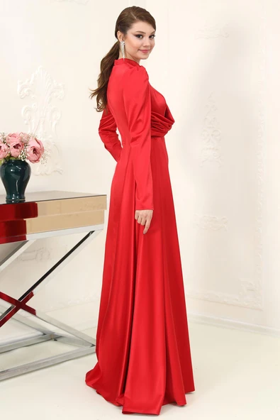 Zen Tesettür Abiye Kırmızı - Resim 3