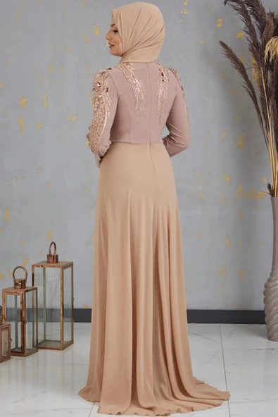 Güneş Boncuk İşlemeli Tesettür Tulum Gold - Resim 3