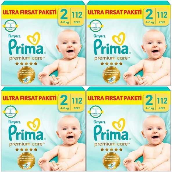 Prima Premium Care Bebek Bezi Beden:2 (4-8KG) Mini 448 Adet Avantaj Ultra Fırsat Pk ürün görseli