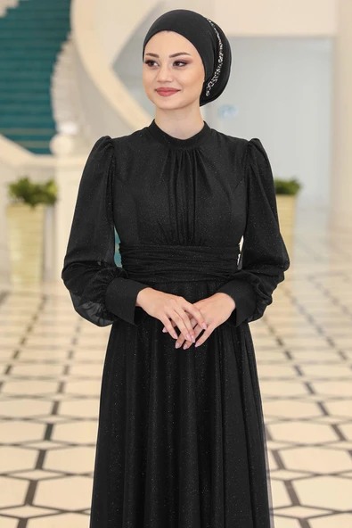 Kübra Tesettür Abiye Siyah - 2