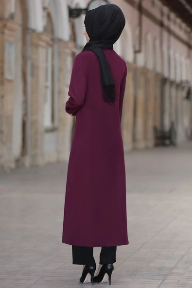 Rümeysa Tesettür Takım Mürdüm - Resim 4