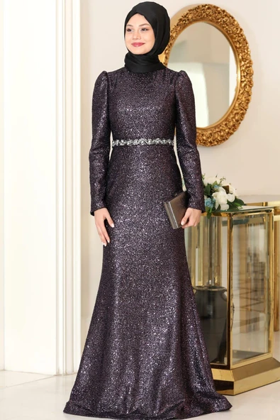 Nihal Tesettür Abiye Mürdüm ürün görseli