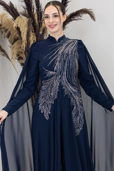 Elif Tesettür Tulum Lacivert - Resim 4