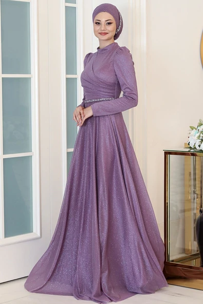 Işıl Tesettür Abiye Lavanta - Resim 4