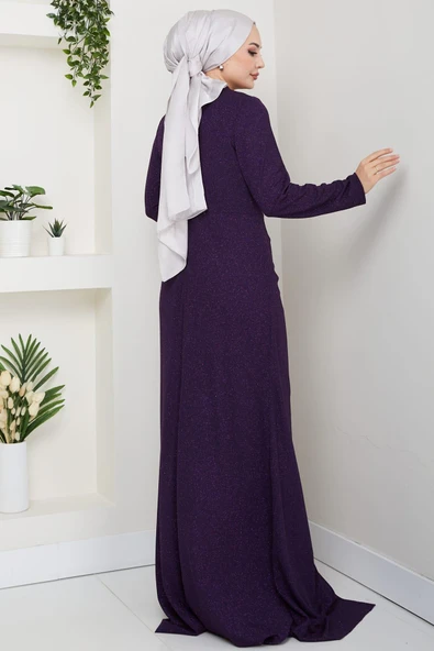 Eylül Tesettür Abiye Mürdüm - Resim 3