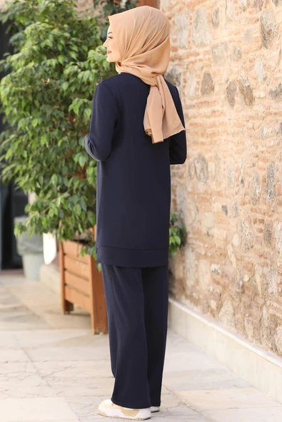 Cemre Tesettür Takım Lacivert - Resim 3