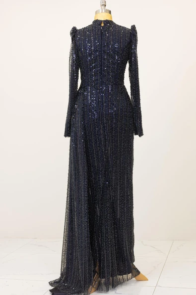 Bergüzar Tesettür Abiye Lacivert - Resim 6