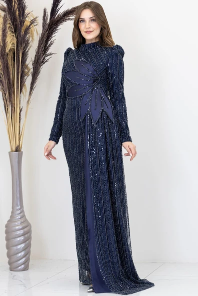 Bergüzar Tesettür Abiye Lacivert ürün görseli