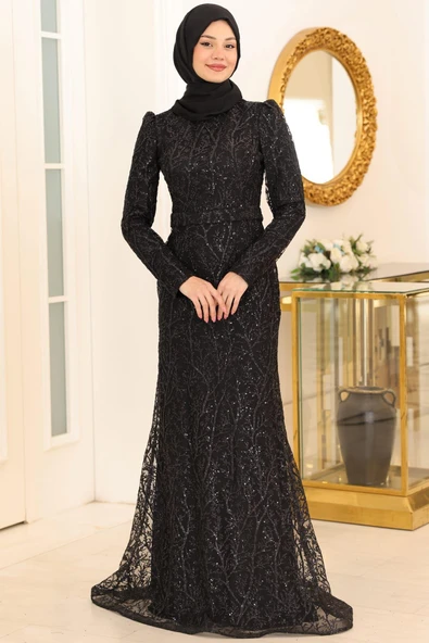 Tuana Tesettür Abiye Siyah