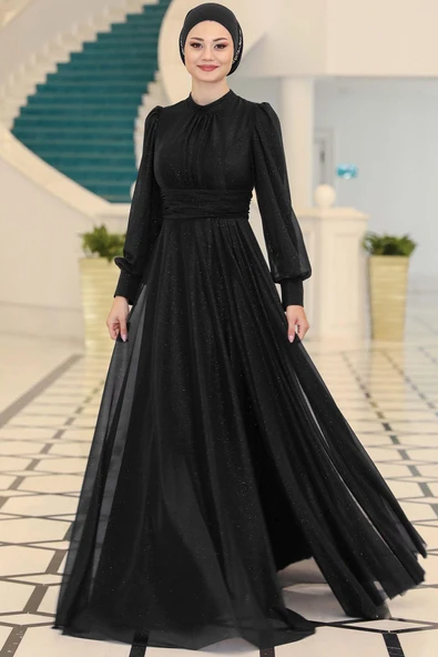 Kübra Tesettür Abiye Siyah - 4