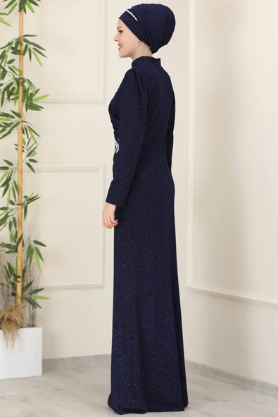 Masal Tesettür Abiye Lacivert - Resim 3