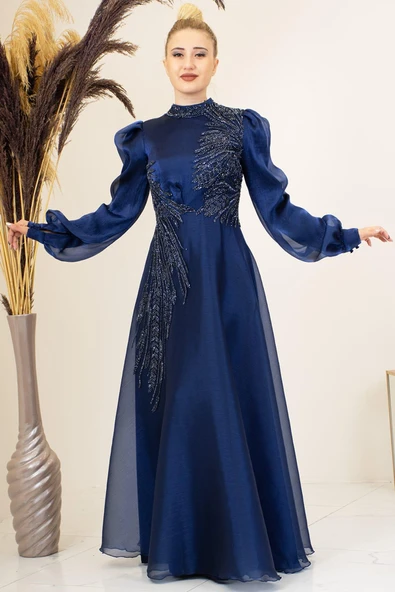 Yağmur Tesettür Abiye Lacivert ürün görseli