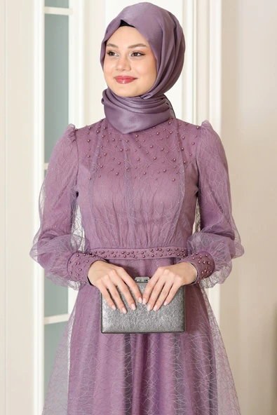 Peri Tesettür Abiye Lavanta - Resim 2