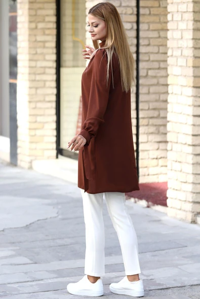 Esila Tesettür Tunik Kahve - Resim 3